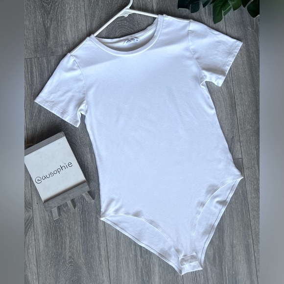 MANGOPOP Women's Round Neck Short Sleeve T Shirts Basic stretch Bodysuit M - Picture 4 of 9